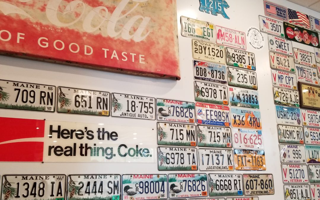 License plate wall at Daddy O's Diner